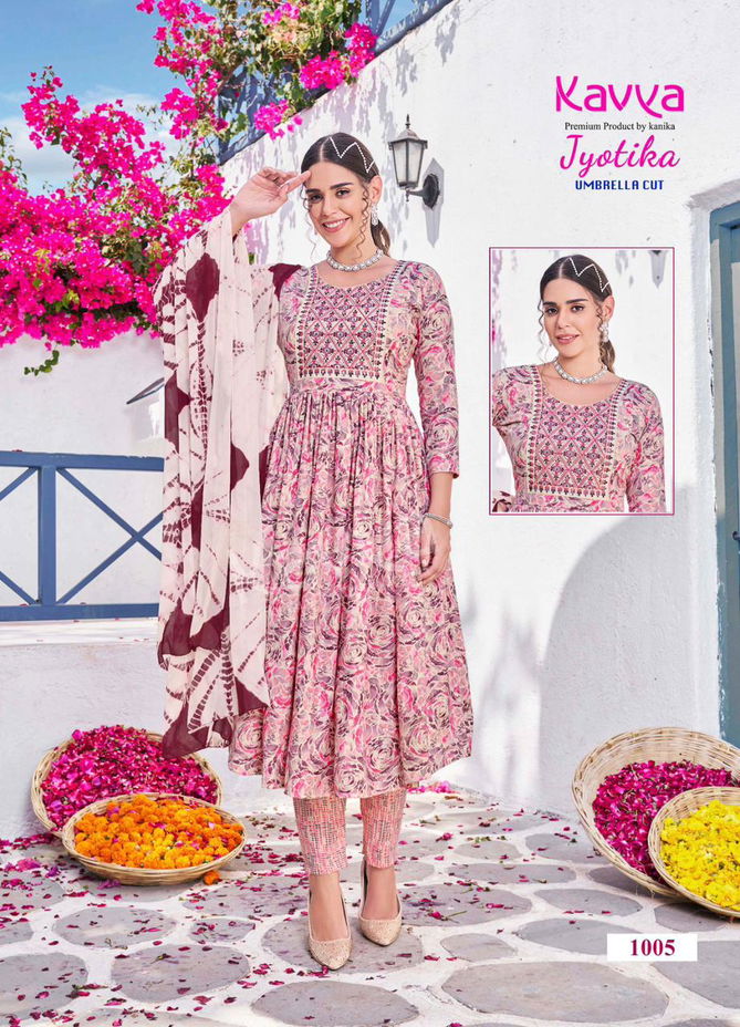 Jyotika Vol 1 By Kavya Alia Cut Printed Kurti With Bottom Dupatta Wholesale Shop In Surat